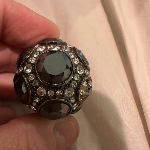 HENRI BENDEL Black and Silver Statement Ring - Picture 1 of 4
